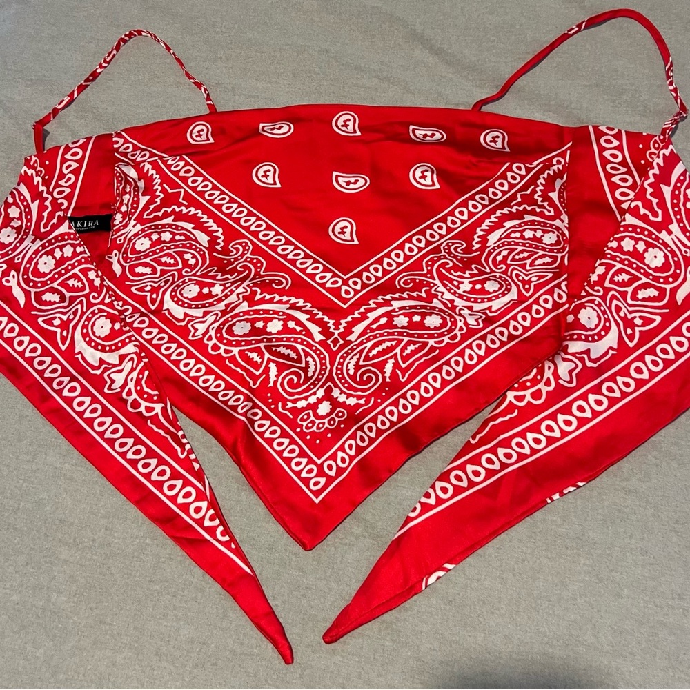 AKIRA Red Bandana Print Tank Top